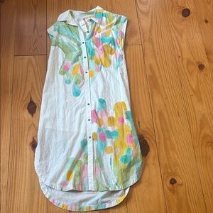 Maeve for Anthropologie Cotton Multicolor Abstract Button-Down Shirt